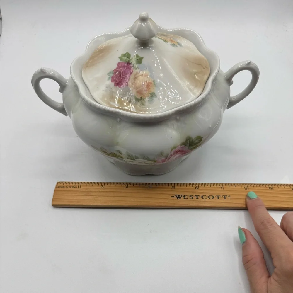 VINTAGE MADE IN ZGERMAN FLORAL LIDDED CANDY DISH